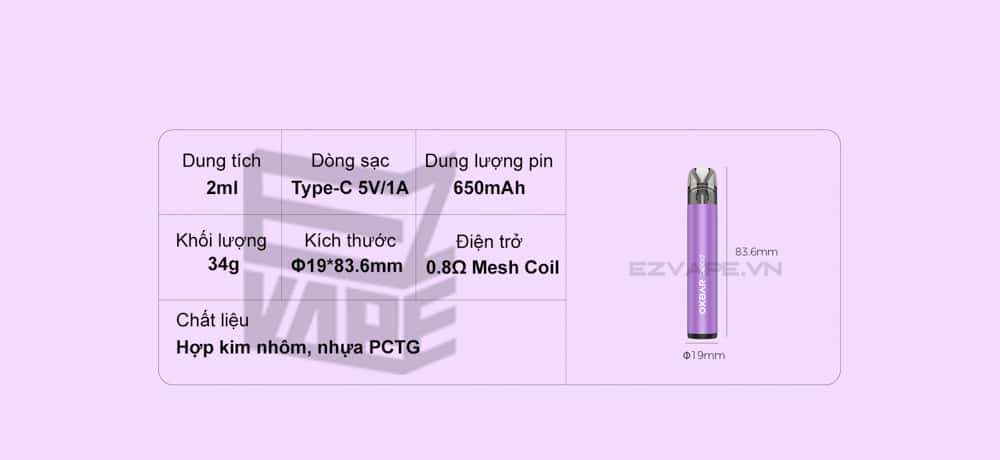 Thong so ky thuat OXBAR Bipod