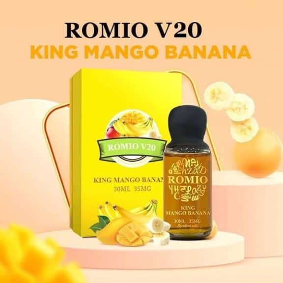 Tinh dầu salnic romio 55MG vị xoài chuối lạnh-Vape Pod Giá Rẻ Hà Nội Cam Kết Chính Hãng